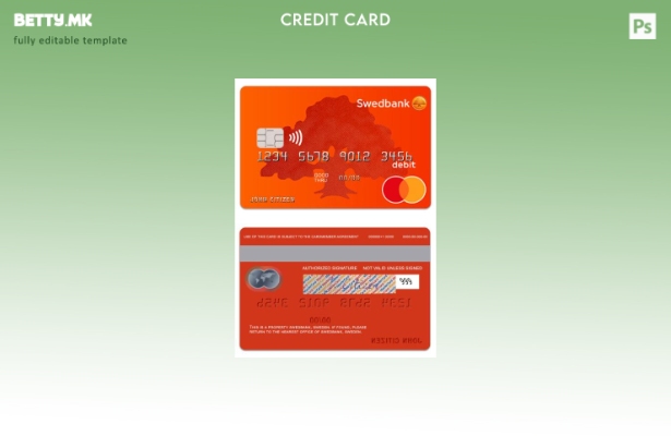 Модерен стил Шведска SwedBank дебитна мастер карта шаблон